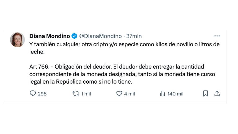 Mensajes de Diana Mondino