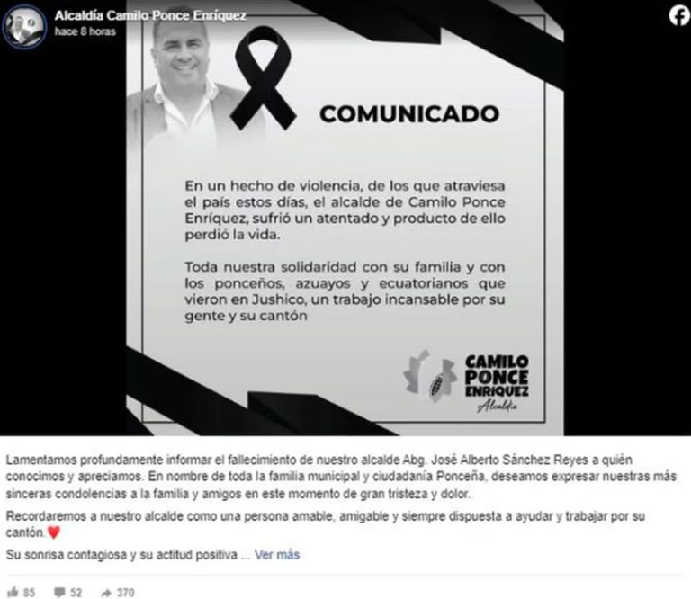 Asesinaron a otro alcalde en Ecuador 20240418