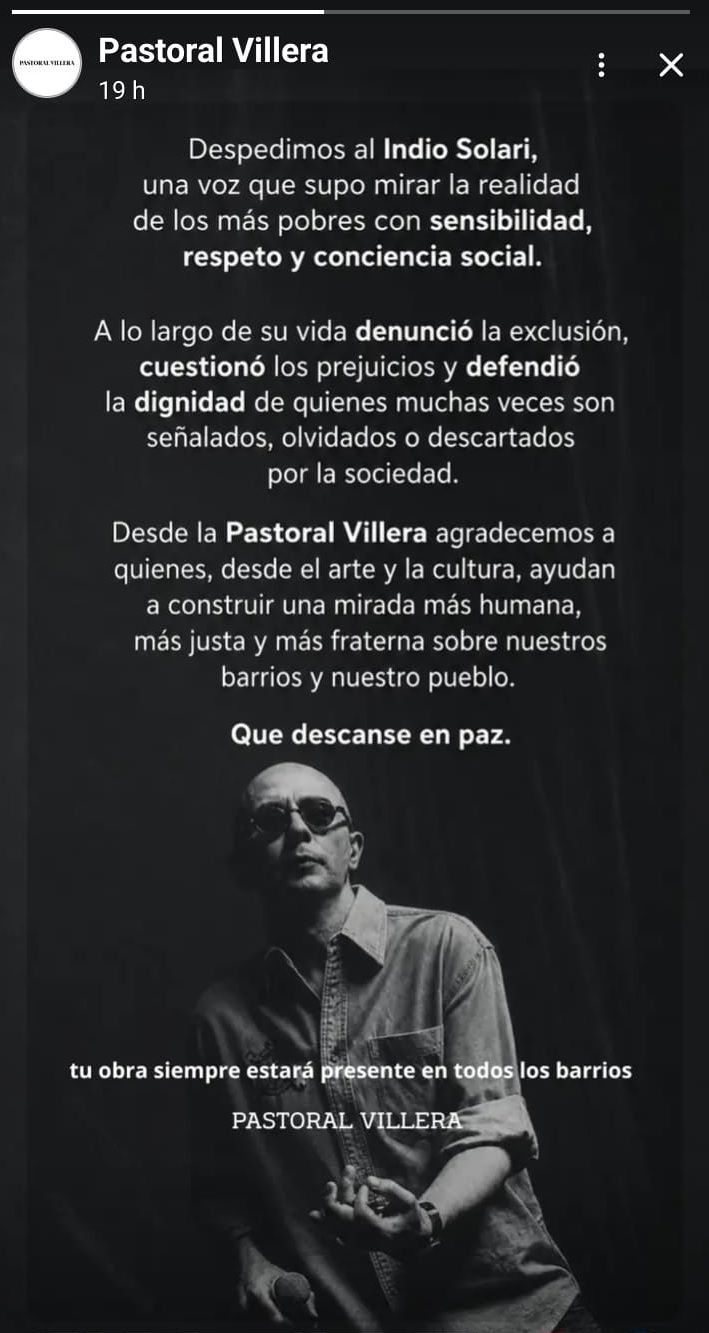 La Pastoral Villera despide al Indio Solari