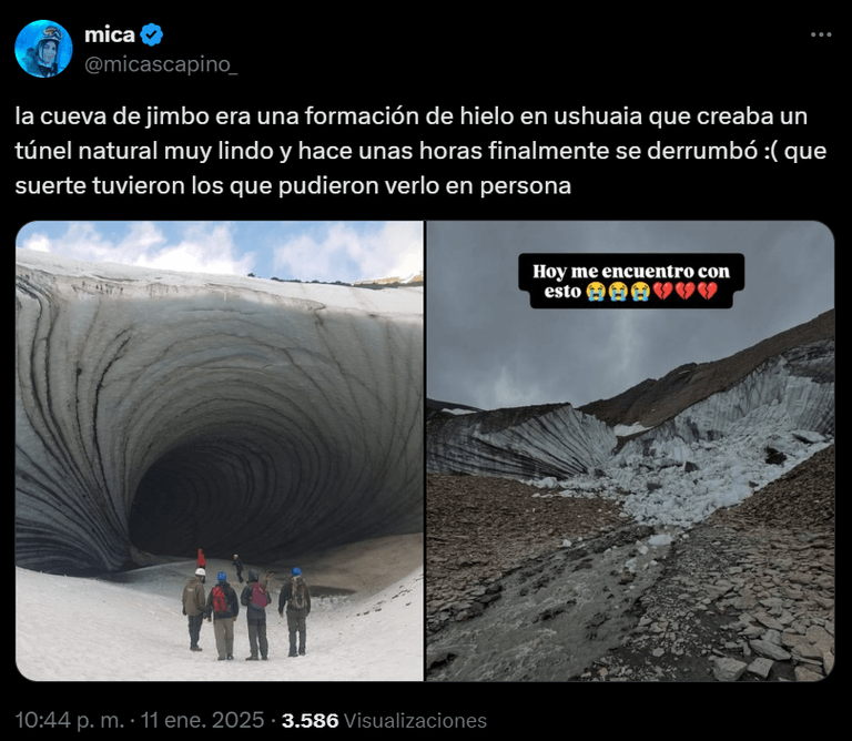 Tweet derrumbe cueva del jimbo