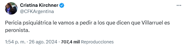 Tuit Cristina Kirchner