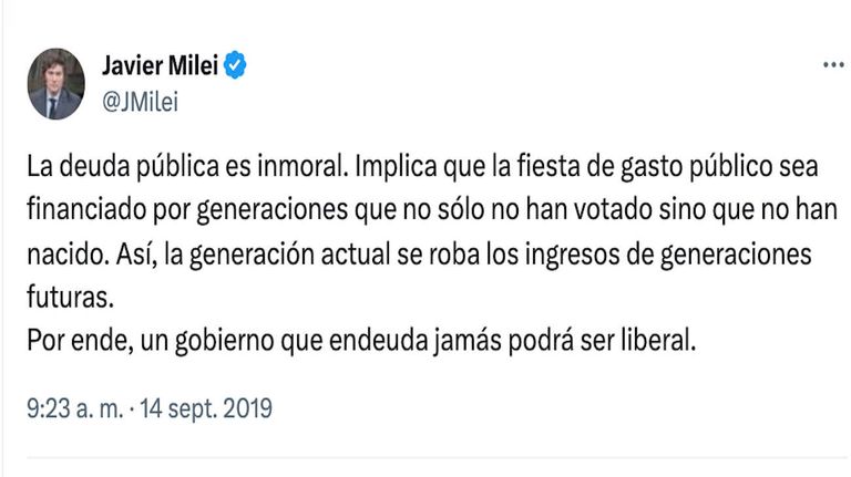Javier Milei Tweet 20231227