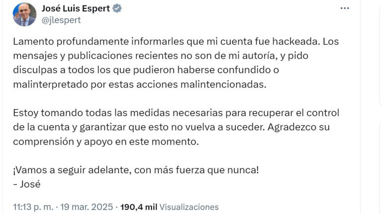 José Luis Espert tweet 20250319