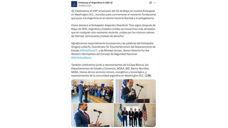 Embajada de Argentina en USA 27052026
