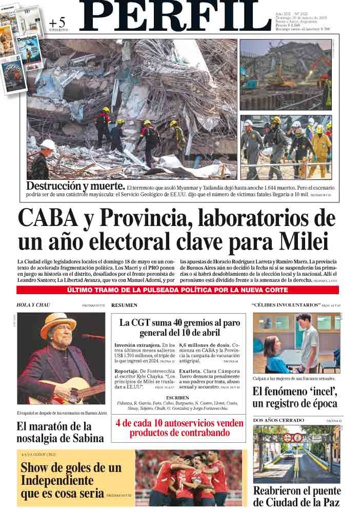 La tapa del Diario PERFIL del domingo 30 de marzo de 2025