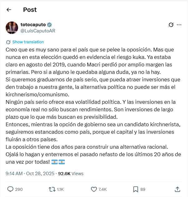 X Luis Caputo 28102025