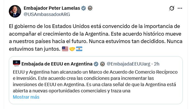 Embajador Peter Lamelas X 20251113