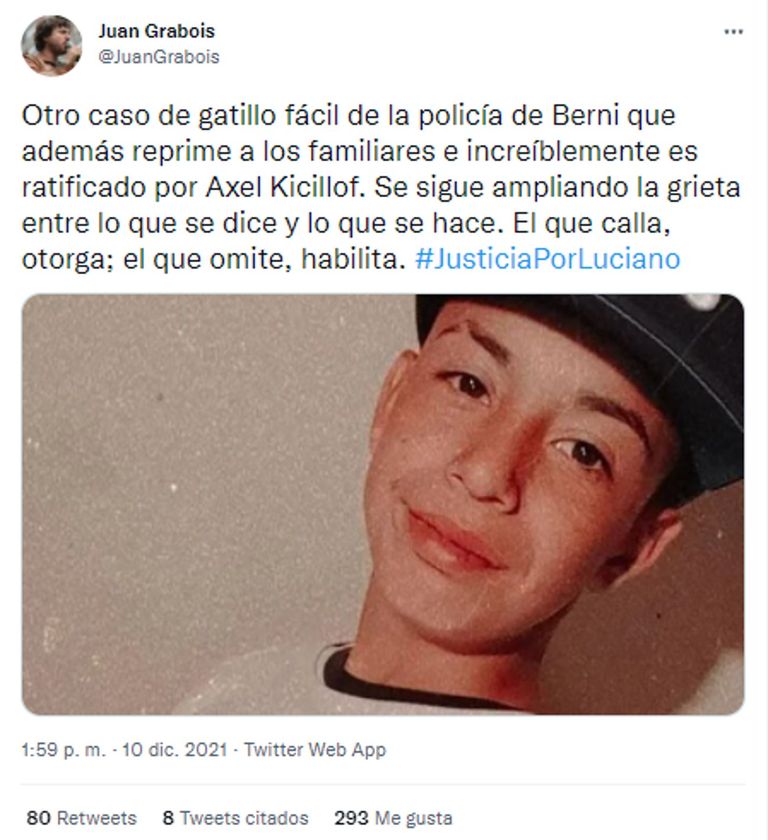 Tweet de Juan Grabois vs Berni