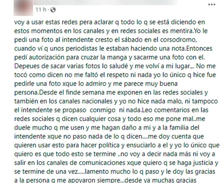 El descargo de la mujer que estuvo con el Intendente de Concordia 20230215