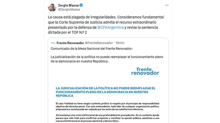 tweet Sergio Massa20250610