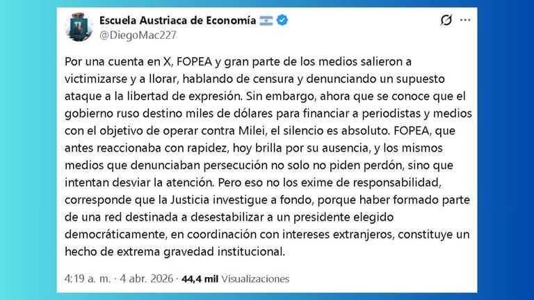 Tuit Escuela Austríaca de Economía contra FOPEA