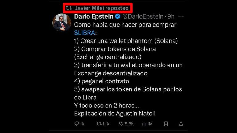 Javier Milei reposteó 20250217