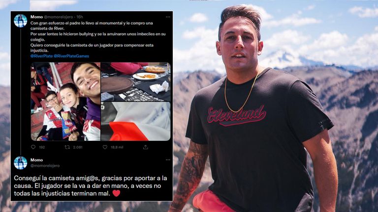 Momo Benavides le consiguió una camiseta de River a un chico que sufrió bullying