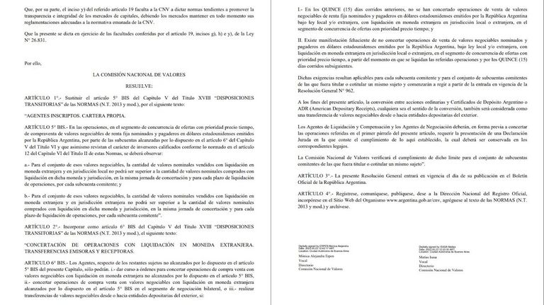 Resolución de la CNV