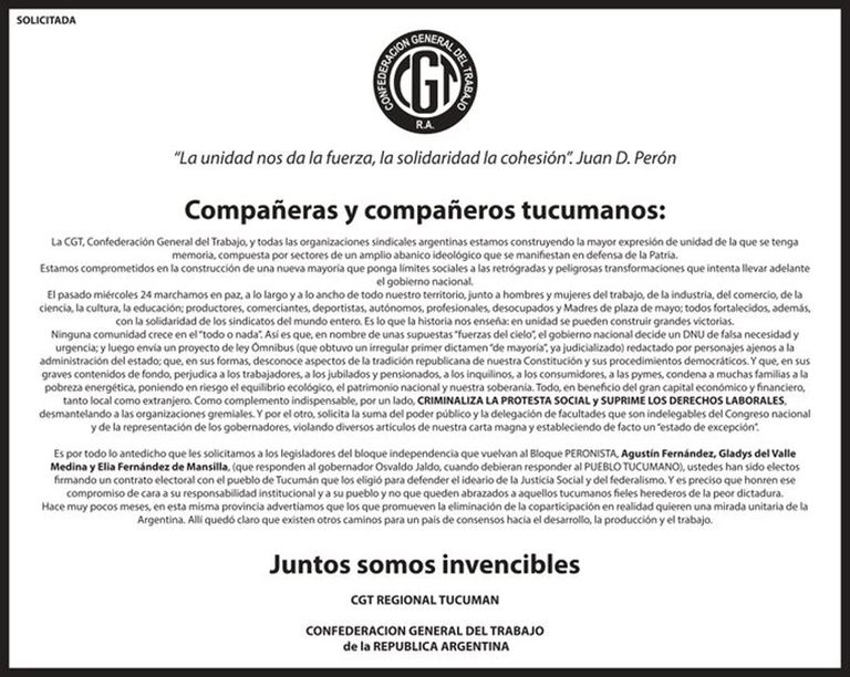 Diputados tucumanos de Unión por la Patria