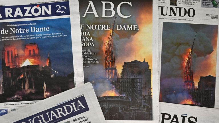 Los diarios de todo el mundo reflejaron la tragedia de la catedral de Notre Dame