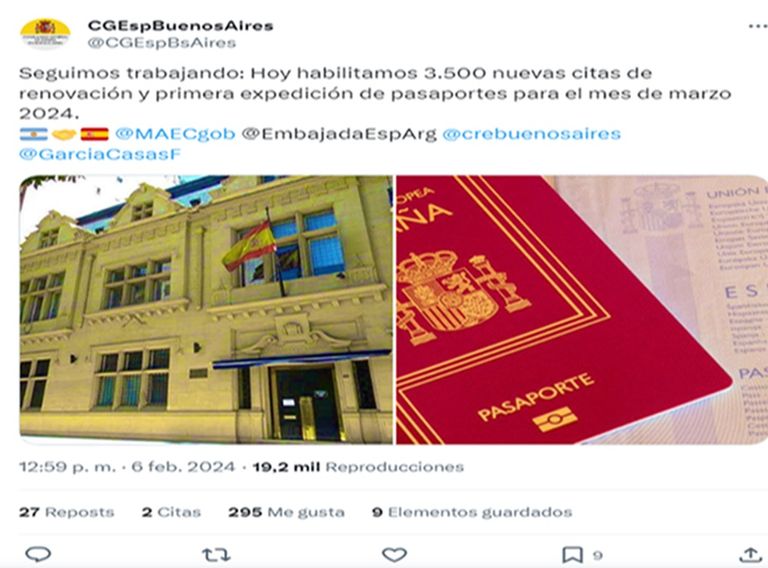 El Consulado General de España en Buenos Aires otorga 3.500 nuevos turnos