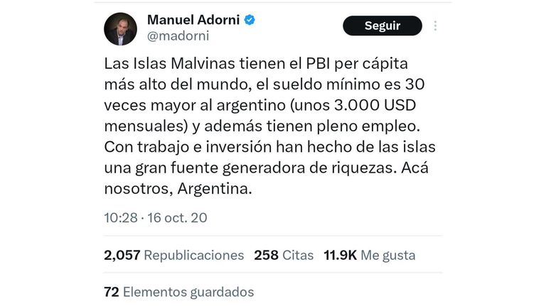 Tweets del economista Manuel Adorni 20231129