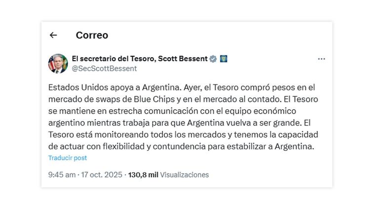 Posteo Scott Bessent 17102025