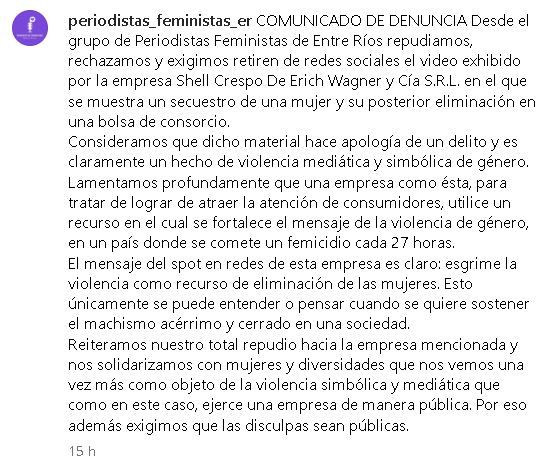 Comunicado Periodistas Feministas de Entre Ríos