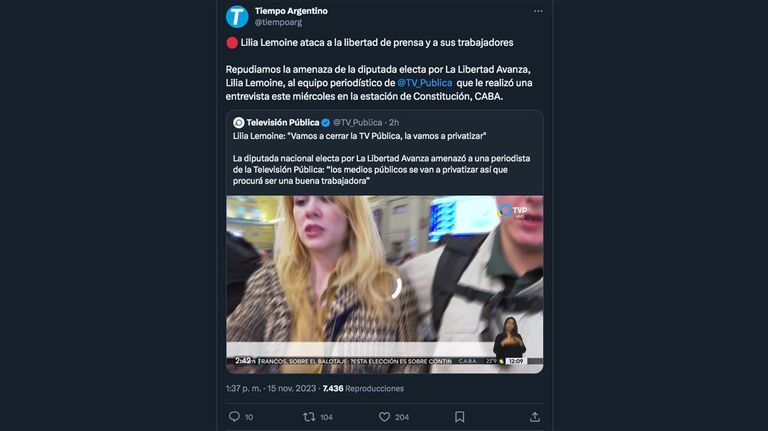 Mensajes de twitter