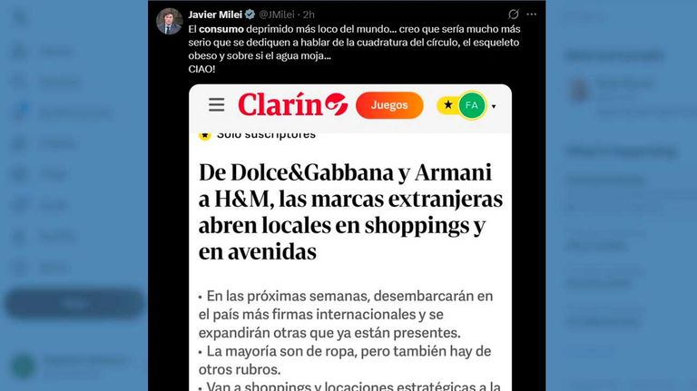 X Javier Milei 08062026