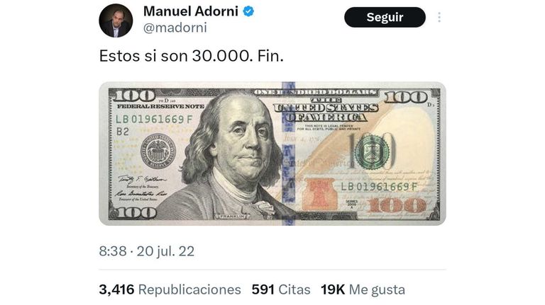 Tweet de Manuel Adorni 20231129