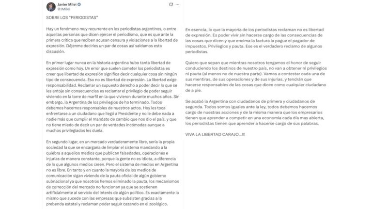 Javier Milei X 04052026