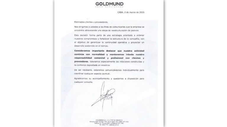 Comunicado de Goldmund S.A.