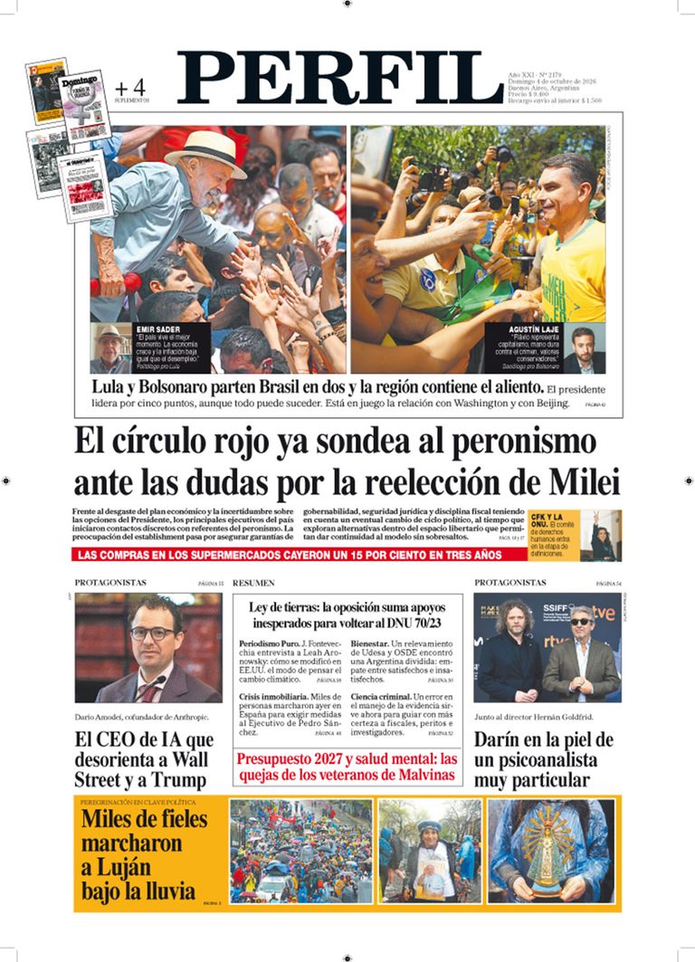 La tapa del Diario PERFIL del domingo 4 de octubre de 2026