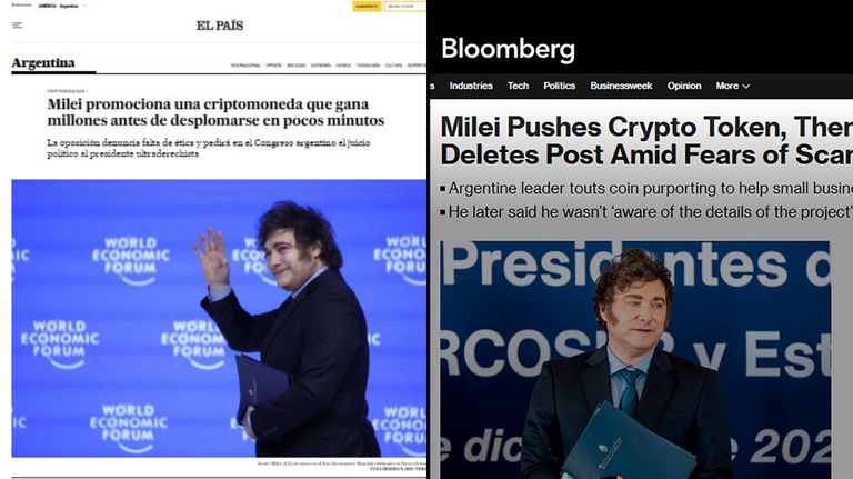Los medios del mundo sobre el escándalo cripto de Milei