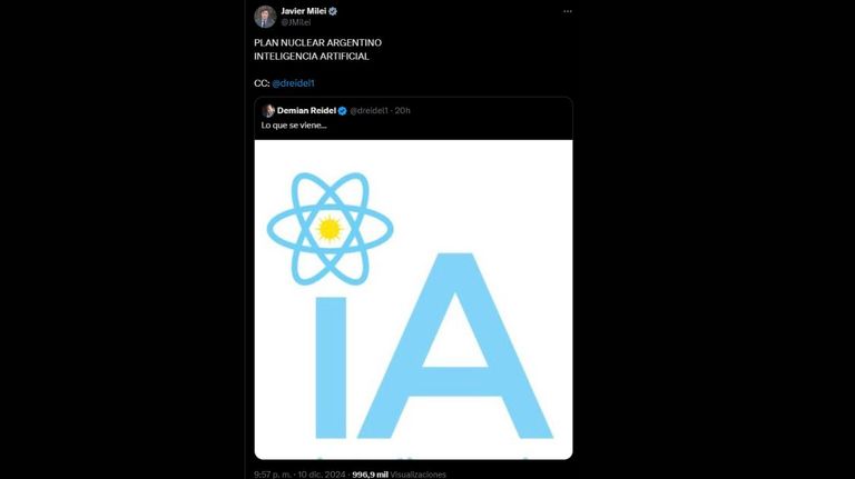 Javier Milei nuclear IA Reidel