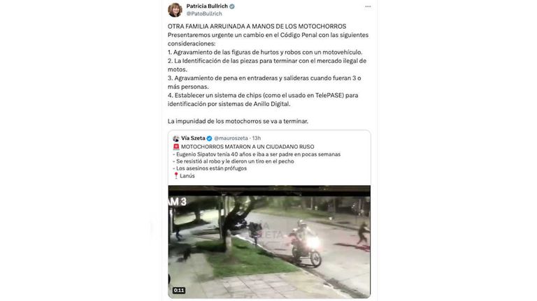 Patricia Bullrich Tweet 20240108