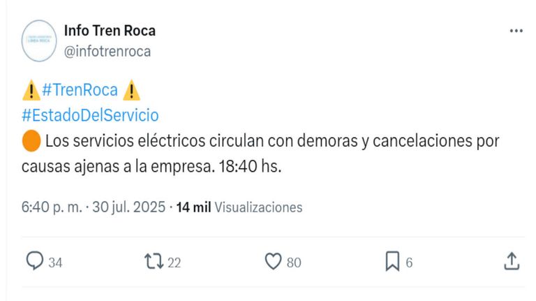 Info Tren Roca X 20250730