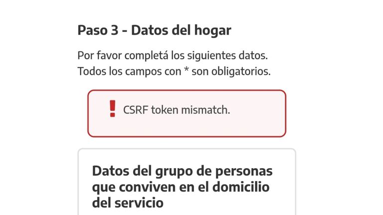 Error CSFR token mismatch