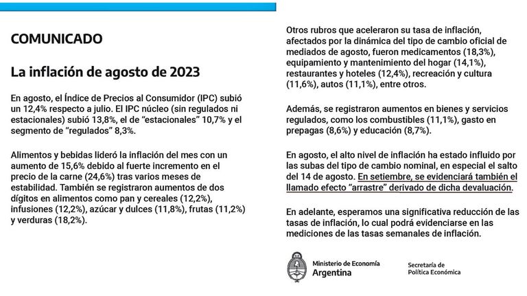 Inflación agosto 20230913