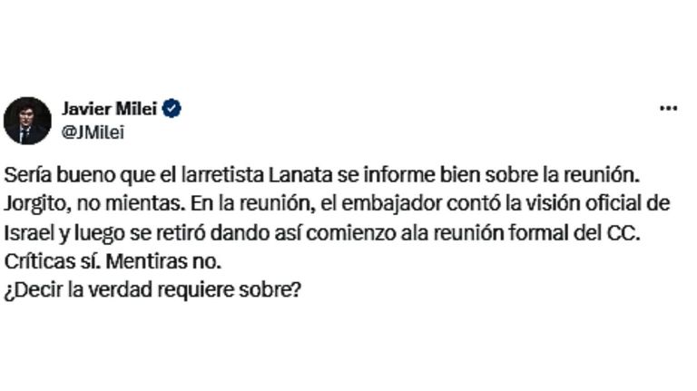 Javier Milei sobre Jorge Lanata 20240416