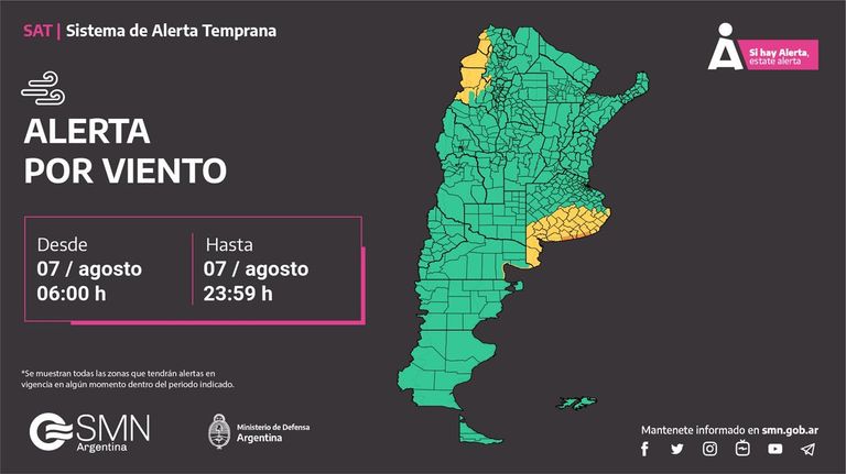 Alertas del Servicio Meteorológico Nacional