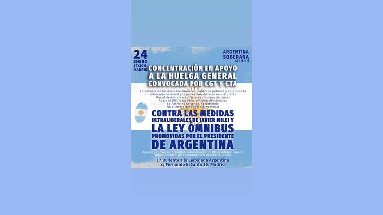 Afiches de los apoyos internacionales al Paro del 24 de enero contra el DNU y ajuste del gobierno de Milei