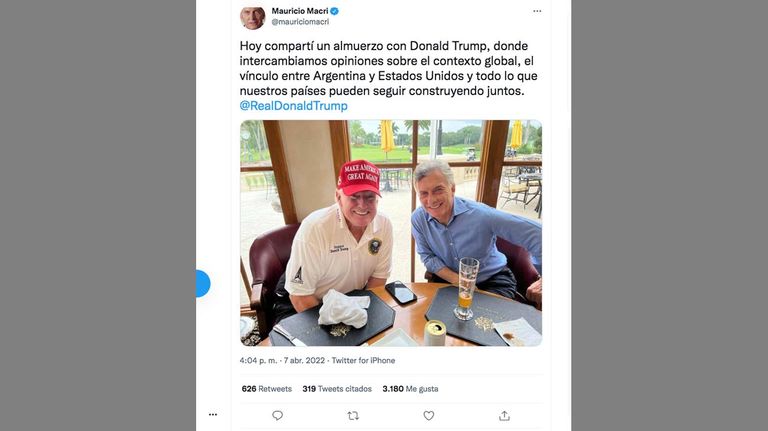 Twit de Mauricio Macri 20220407