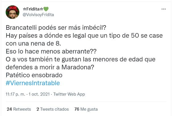 Tuit contra Diego Brancatelli
