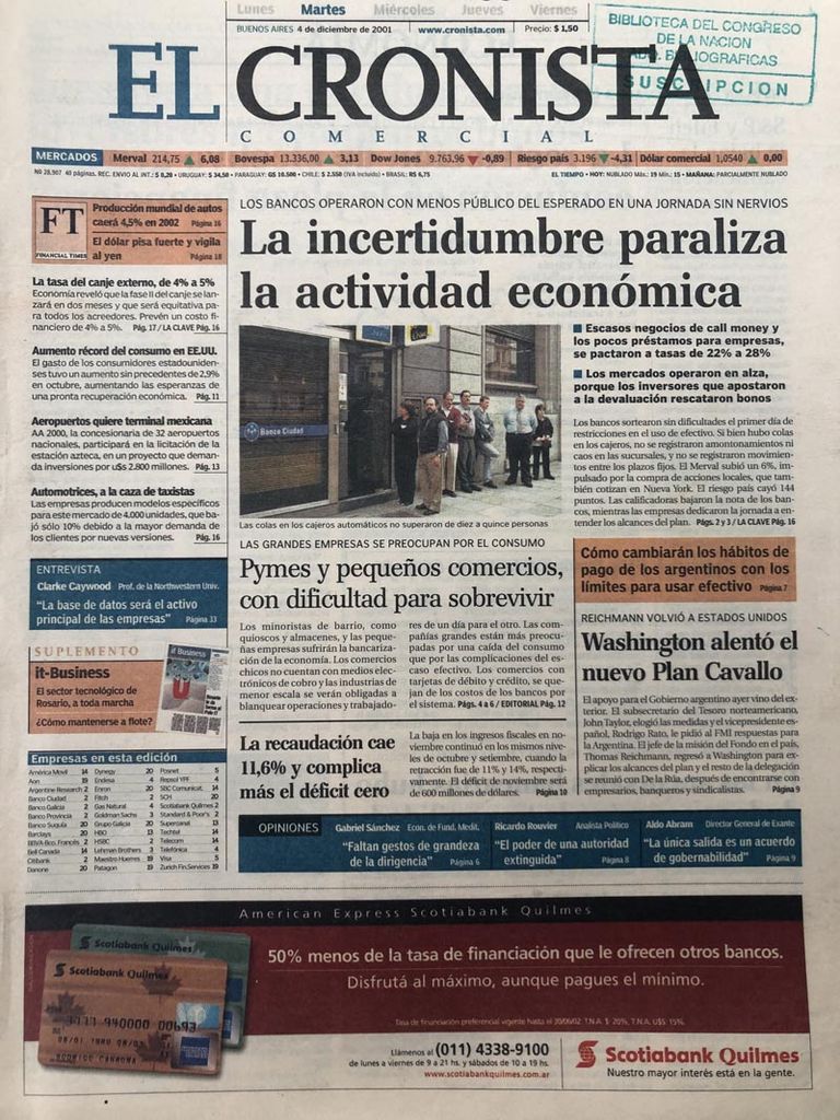 tapas de diarios de los dias 4 y 5 diciembre de 2001 20211203