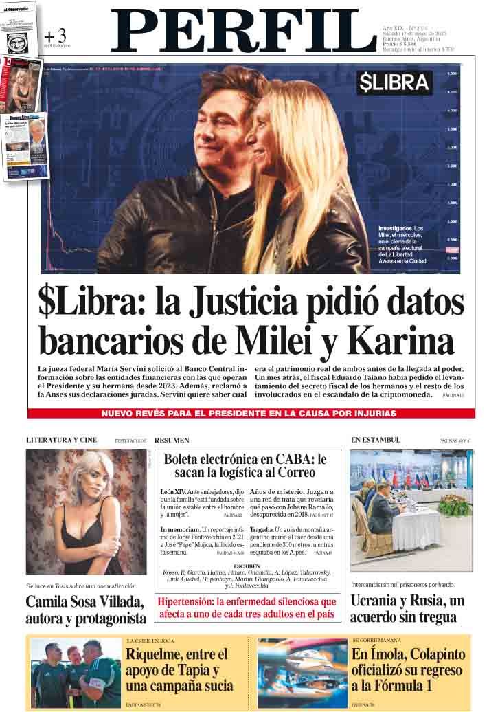 La tapa del Diario PERFIL del sábado 17 de mayo de 2025