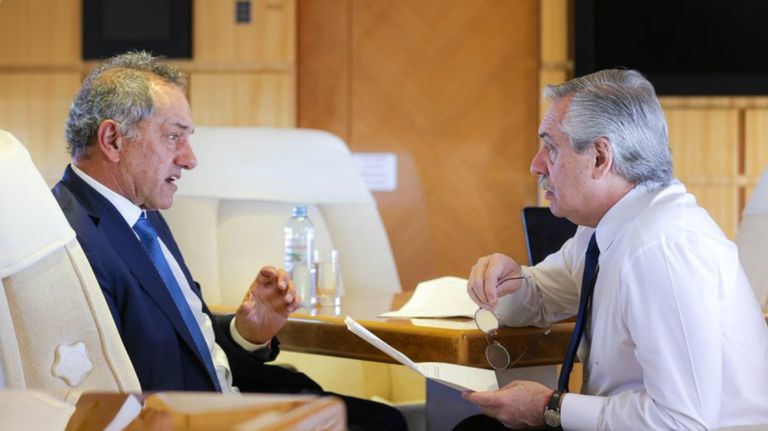 El presidente Alberto Fernández y Daniel Scioli