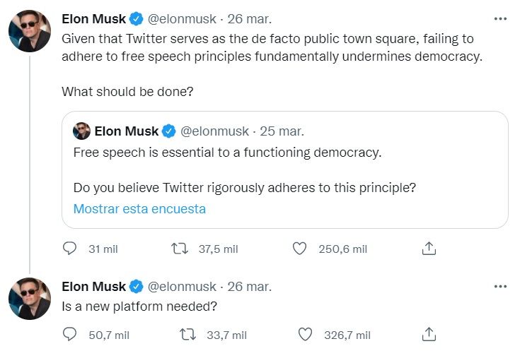 Tuit Elon Musk sobre Twitter