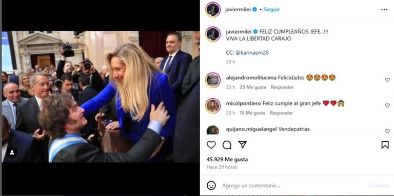 Posteo de Javier Milei