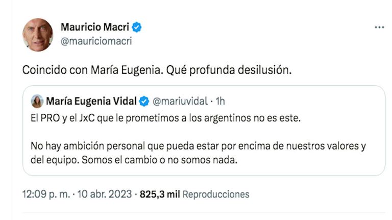 Tweet Mauricio Macri 20230410