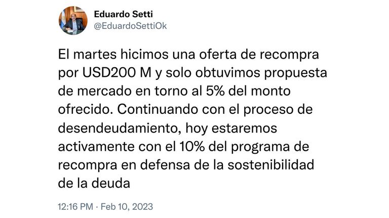 Recompra de deuda Ministerio de Economía.