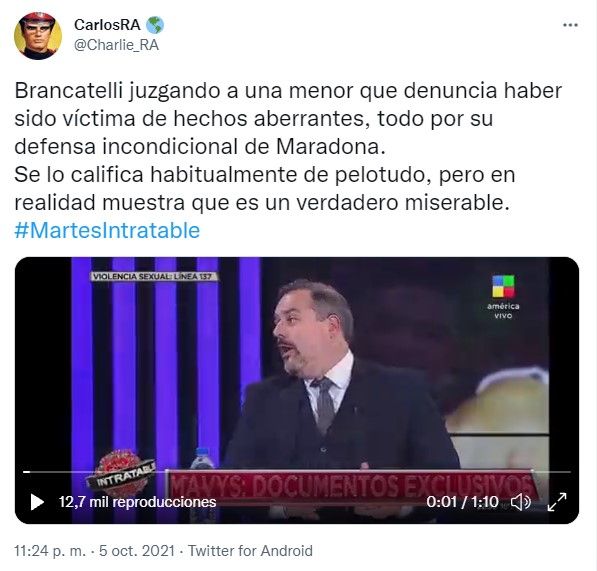 Tuit contra Diego Brancatelli