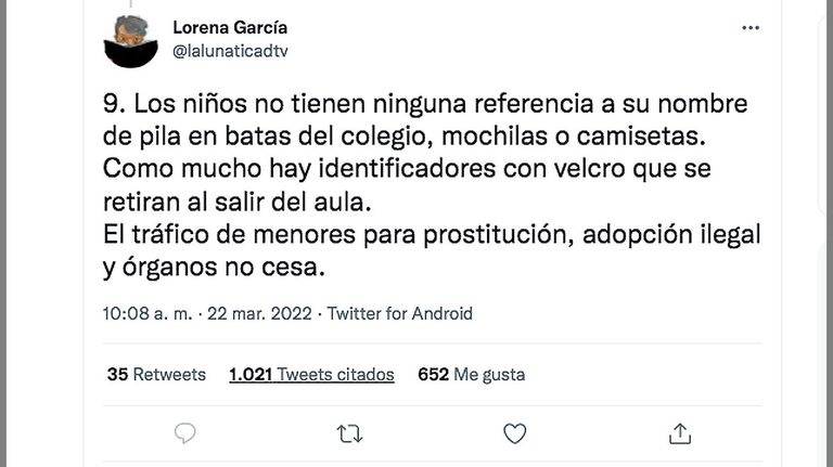 Mensajes en Twitter de Lorena García 20220323